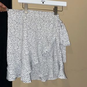 black & white satin wrap skirt
